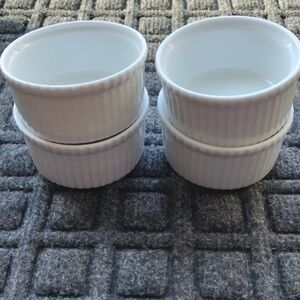 Set of 4 Apilco French White Ribbed Porcelain Ramekins